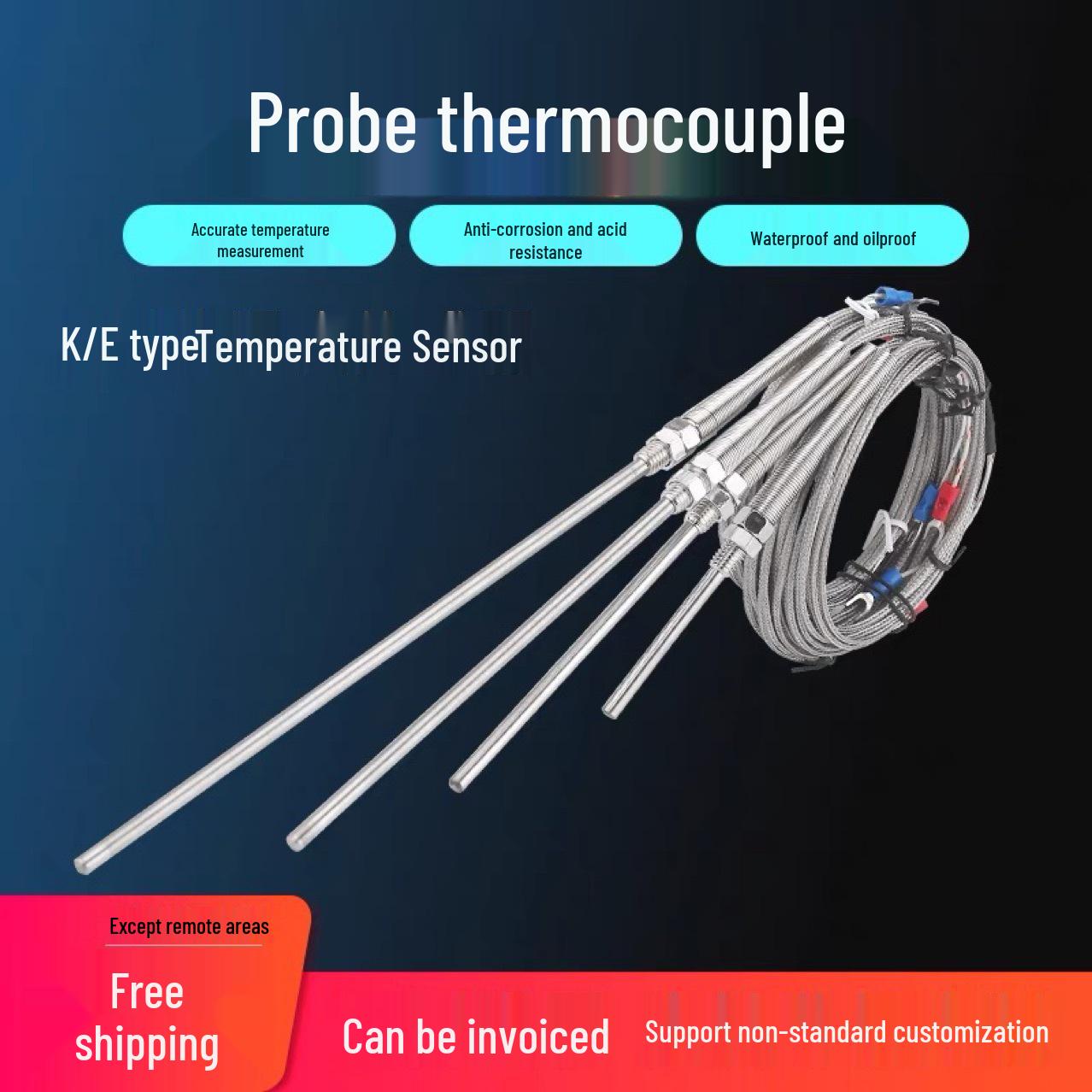 

K-Type Thermocouple Probe Temperature Sensor with Shielded Wire 5x100mm 1m