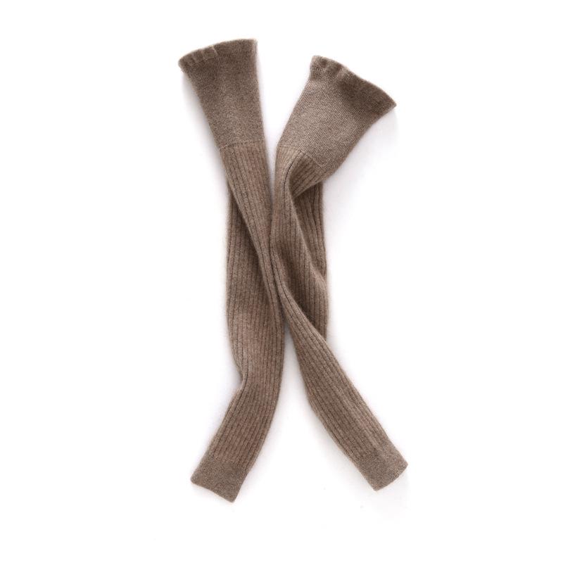 Women's 100% Pure Cashmere Striped Knee-High Warm Knitted Leg Pads