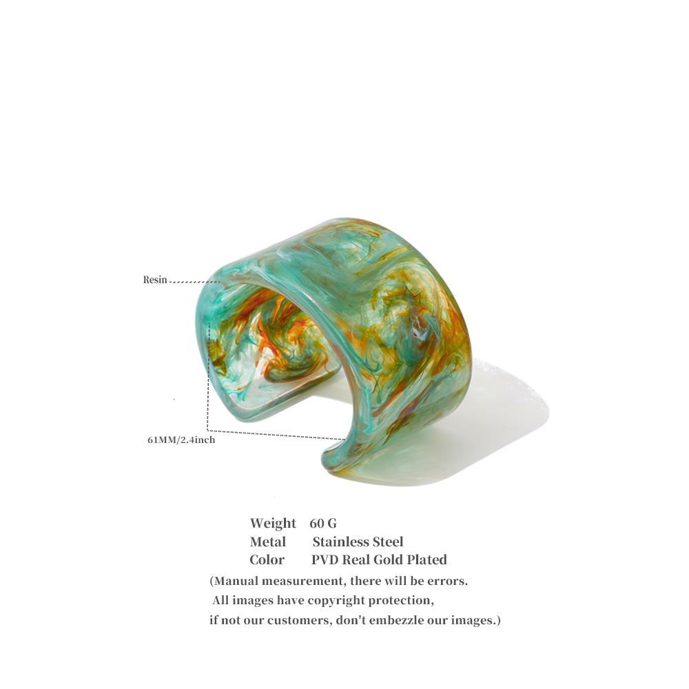 Eetit Large Acetic Acid Acrylic Wide Open Cuff Bracelet Bangle Waterproof 2025 Statement Wrist Jewelry Gray Green Accessories