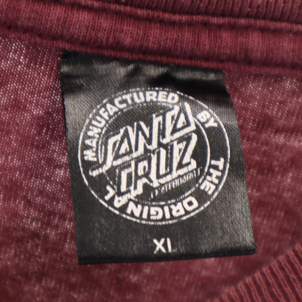 SANTA CRUZ Back logo Short sleeve T-shirt XL wine-red Men's Used