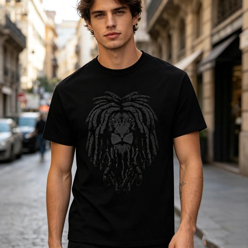 Rastafarian Lion of Judah Dreadlocks Print Tshirt Unisex Summer Hip Hop Streetwear Crew Neck Cotton Blend Tee