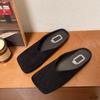 Fashion Women's Elegant Summer French Square Toe 2025 Hot Sale Luxury Mary Jane Shoes Cute Casual Flat Slippers Soft Bottom Flat Shoes