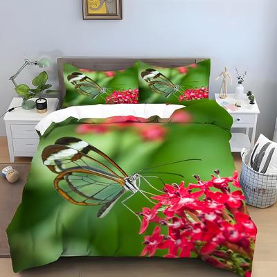 Butterfly Floral Duvet Cover Twin Queen for Kids Girls Boys,Wild Animal Butterflies Bedding Set,Rustic Farmhouse Comforter Cover