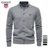 Podzimní a zimní vyšívaný nový pánský top kardigan, vysoce kvalitní business casual jednobarevný svetr pro muže