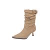 Fashion Mid Heels Women's Pointed Toe Ankle Boots Fashion Suede Buckle Shoes 2025 Winter New Chelsea Short Boots Cool Pumps Zapatillas