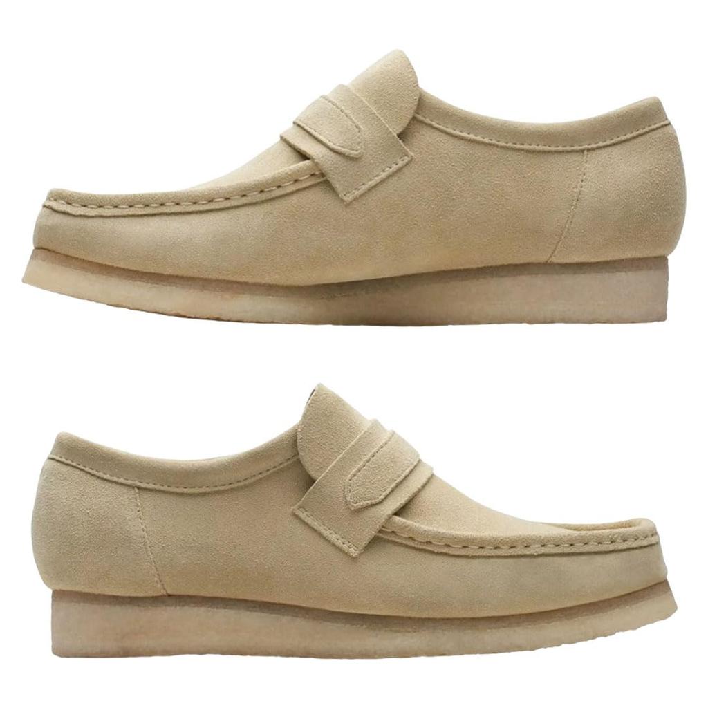 Clarks Wallabee Crepe Standard UK8 Loafers, Sole, Shoes, Suede, Maple, Beige, Men's, 26172504, Maple_Suede, (26.0cm)