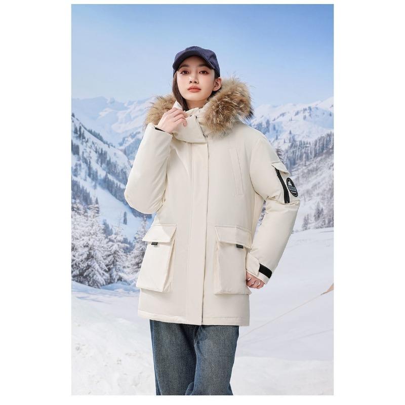 Winter Thickened Warm Workwear Down Cotton Coat with Fur Collar Loose Korean Style Jacket