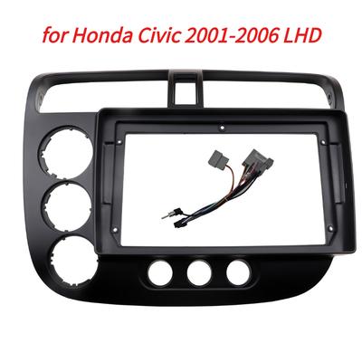 9 Inch Car Fascias For Honda Civic 2001-2006 Auto Panel Frame Dashboard Kit Black Frame Fascias