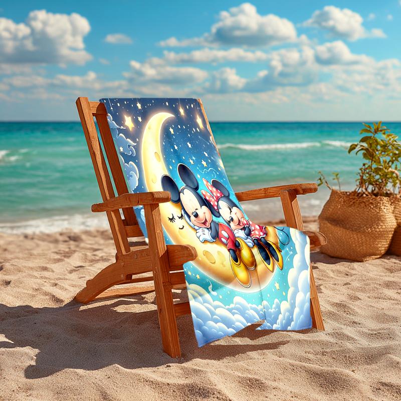 1Pc Mickey Minnie Moonlit Adventure Beach Towel, Quick Dry, Multi-Use for Beach Pool Gym Yoga Home Travel, Christmas, Halloween, Xmas Gift M928428