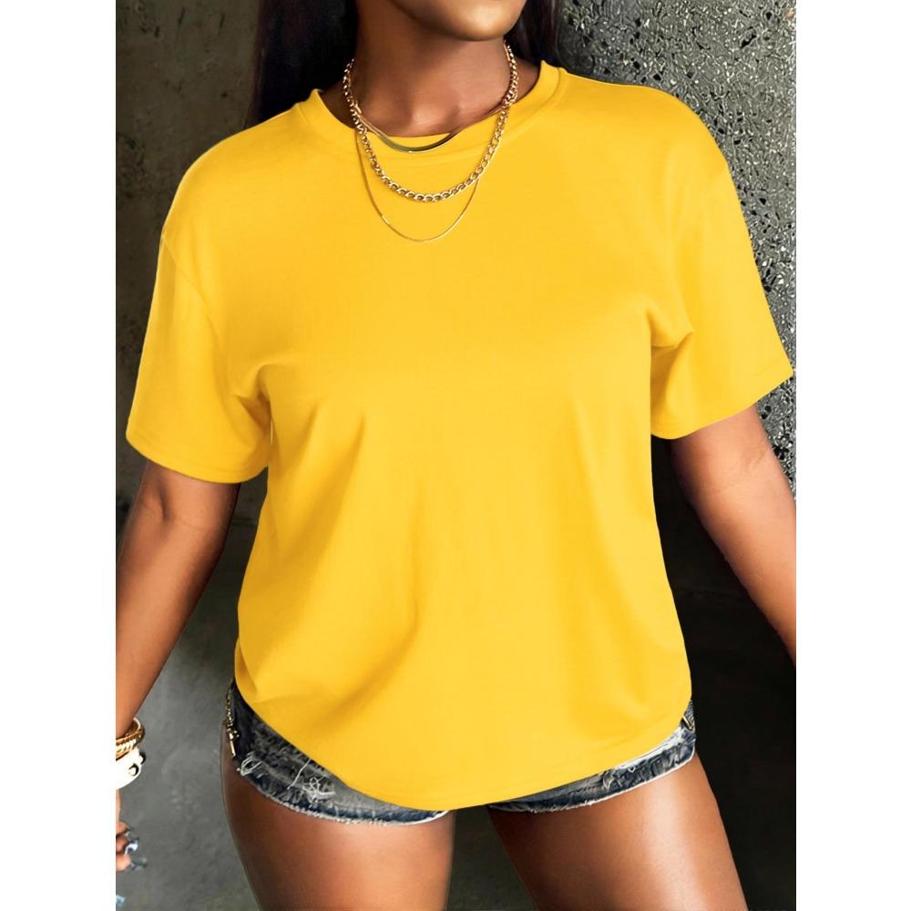 Gym Solid Color Summer Women T-Shirt Fashion Casual T Shirts Hip Hop Soft Tee Top Crewneck Comfortable Streetwear Clothing