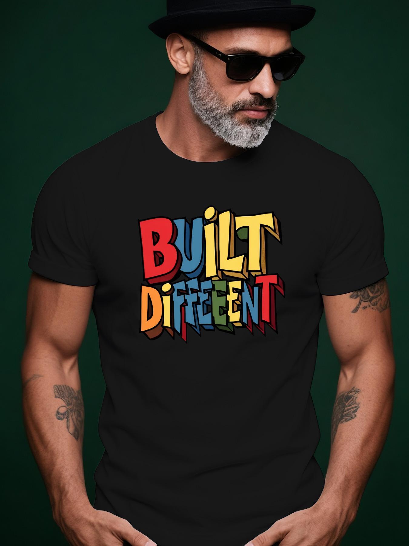 Built Different Trendy Streetwear Summer Casual Round Nec... XXXXL