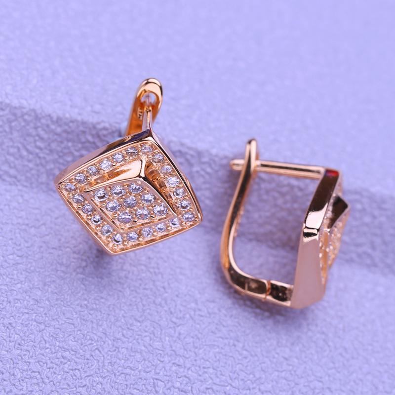 MINTHA Geometry Clip Earrings Trendy Rose Gold Color Wedding Daily Fashion Jewelry Hollow Cubic Zirconia Earrings For Women Bridal Earrings