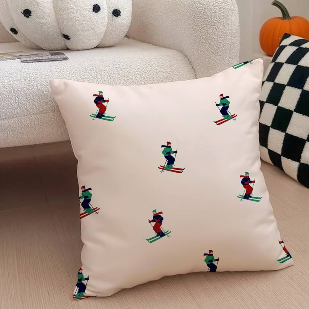Anime Ski Resort Prop Pillow Case Anti-Dustmite Pillowcase Invisible Zipper Silky Short Plush Sofa Cushion Cover