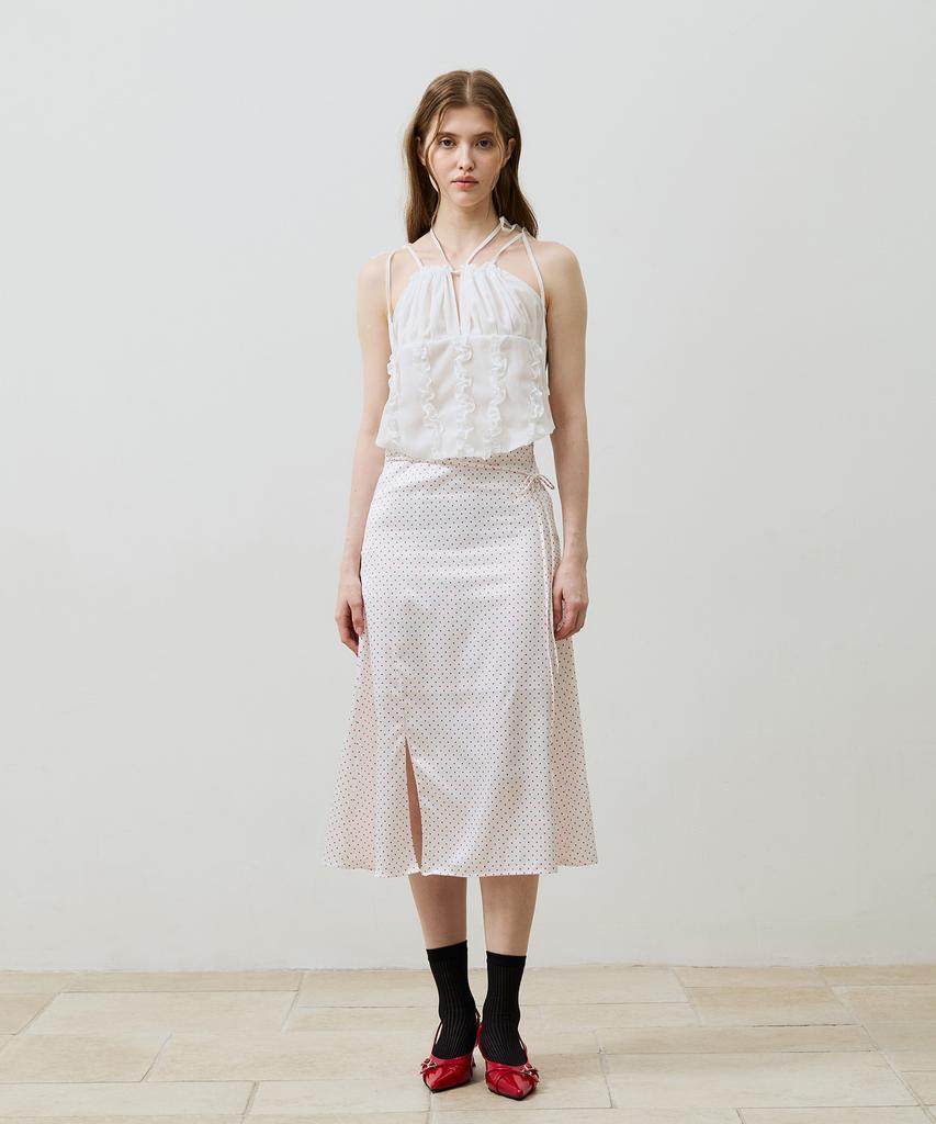 Alikim Tiny Dot Slit Skirt/Red