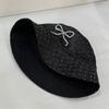 Fisherman's hat children spring and summer bow embroidery sunshade denim basin hat shows a small tide