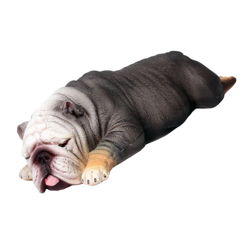 Plastic Bulldog Model Figurines Puppy Statue Dog Craft Nament Home Decor Miniatures Sleeping Bulldog Statue Dog Figurine