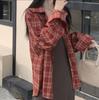 Women's Casual Red Plaid Retro Jacket: Loose, Versatile, Spring Outerwear