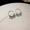Silver Needle Zircon Star Flower Tassel Stud Earrings - Elegant and Fashionable Women's Accessory