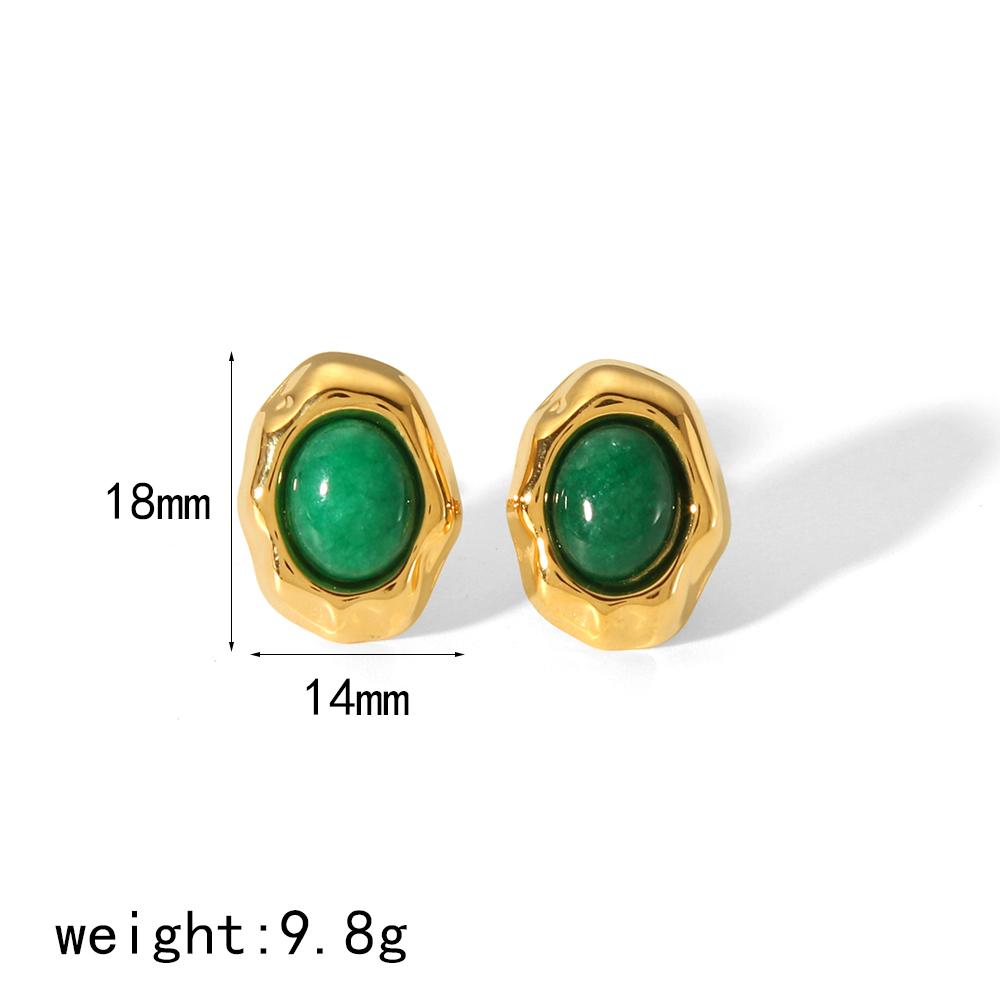 Nouveaux Produits Déclaration Pierre Naturelle Boucles d'Oreilles Œil de Tigre Imperméables Acier Inoxydable Plaqué Or Boucles d'Oreilles Clous Perle pour Femmes