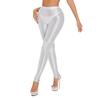 Womens Plus Size Glossy Stirrup Leggings High Waist Elastic Waist Tummy Control Gym Yoga Workout Pants