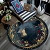 Black Bear Round Area Rug,Carpet Rug for Living Room Bedroom Sofa Playroom Decor,Non-slip Floor Mat