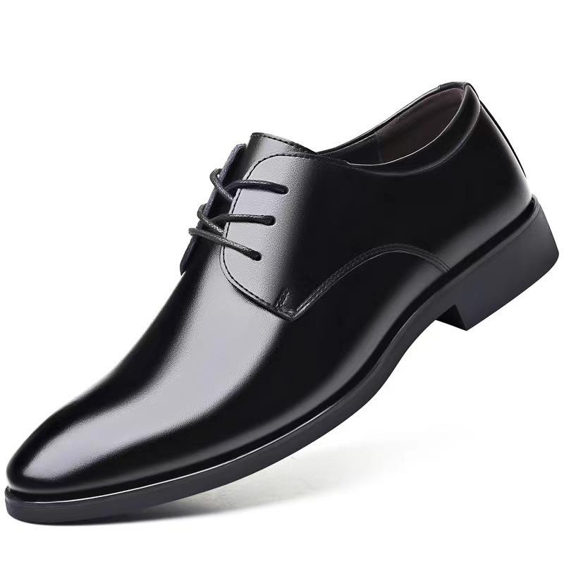 Men's Breathable Leather Shoes Black Soft Leather Soft Bottom Spring and Autumn Best Man Men's Business Formal Wear Casual Shoe