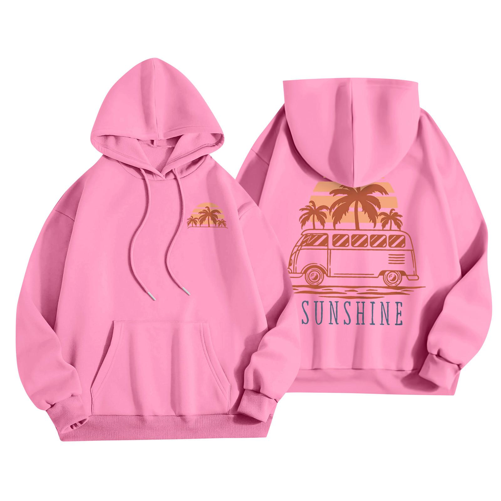 

Женская мода, женский легкий пуловер с длинными рукавами и карманами, толстовка с капюшоном в стиле консервативного стиля M розовый