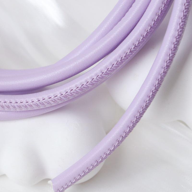 PU Leather Round Handle Strap with Lock Edge Stitching - DIY Traction Weaving Ornament E18