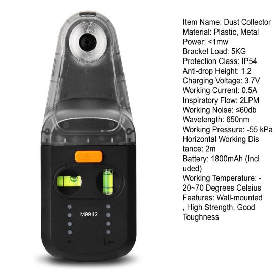 Drilling Dust Collector Wall-mounted 2 In 1 Spirit Level 1800mAh Multifunctional Plastic Vacuum Drill Dust Remover Cleaning Tools