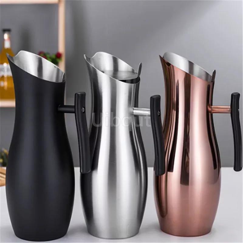304 Stainless Steel Pot Cold Water Boiled Cup Pot Golden Gold Ice Cold Freeze Kettle BEER JAR Bar Fruit Juice Red Wine Divider