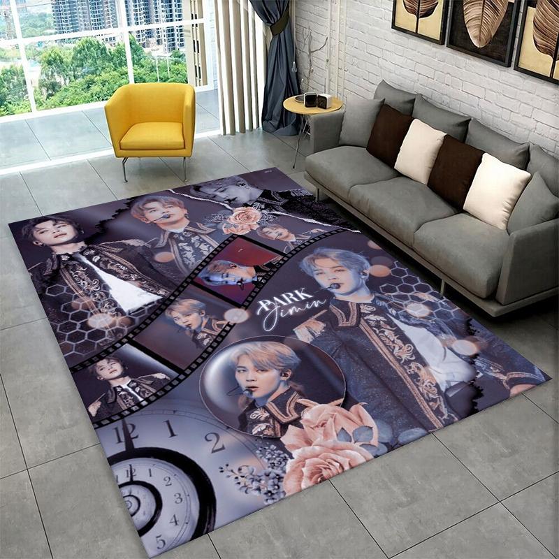 Kpop B-BTS JIMIN Star Carpet Rug for Playroom Bedroom Living Room Sofa Home Decor,kid Area Rug Non-slip Floor Mat Gift