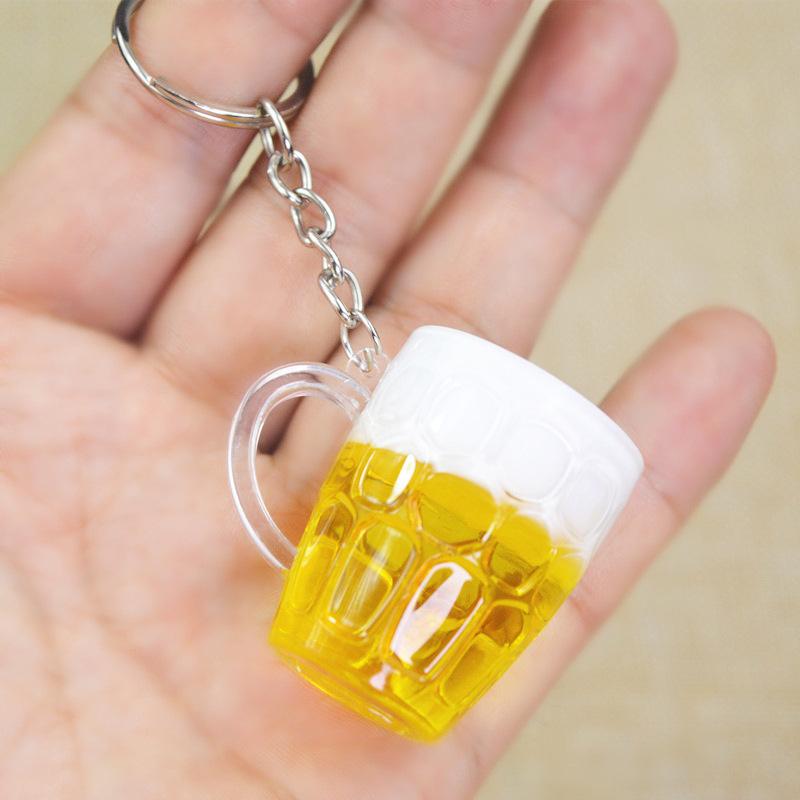 Resin Beer Cups Keychain Car Keyring Key Chain Men Woman Jewelry Simulation Food