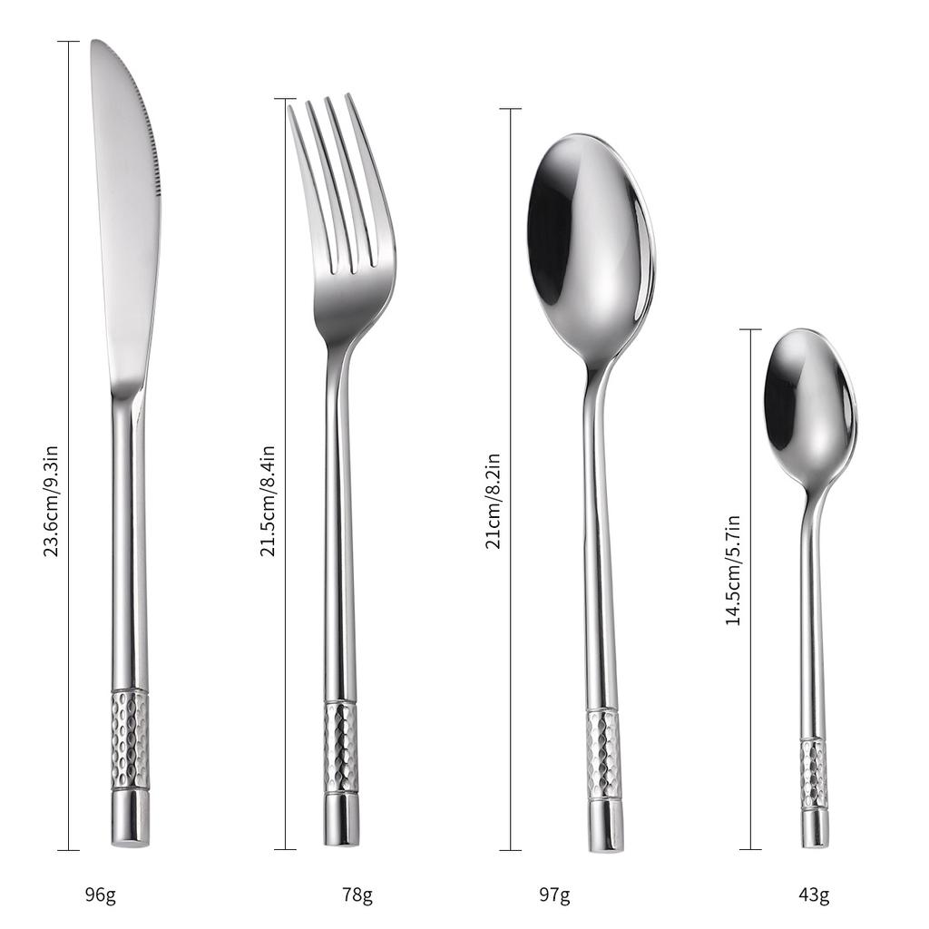 430 Stal nierdzewna pogrubiona młotkowa okrągła rączka Zestaw 4 szt. zastawy stołowej Western Food Steak Knife Widelec Łyżka YSH-5-4PS