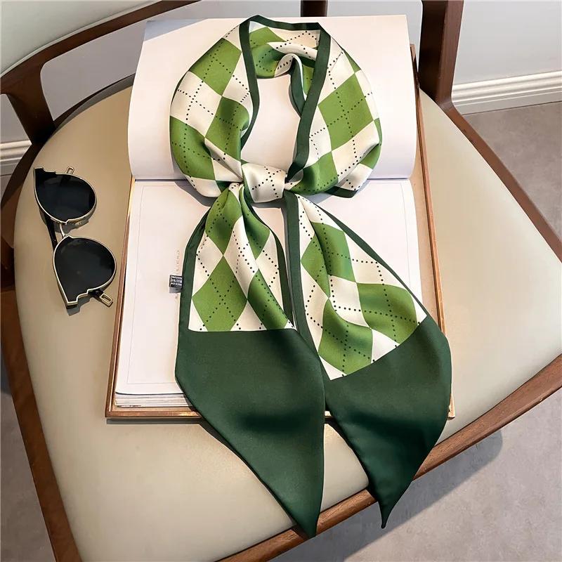Long Neckerchief Skinny Hair Bands Women Silk Scarfs Fashion Headbands Bag Scarves Print Hairband Neck Scarf For Ladies 14x147cm