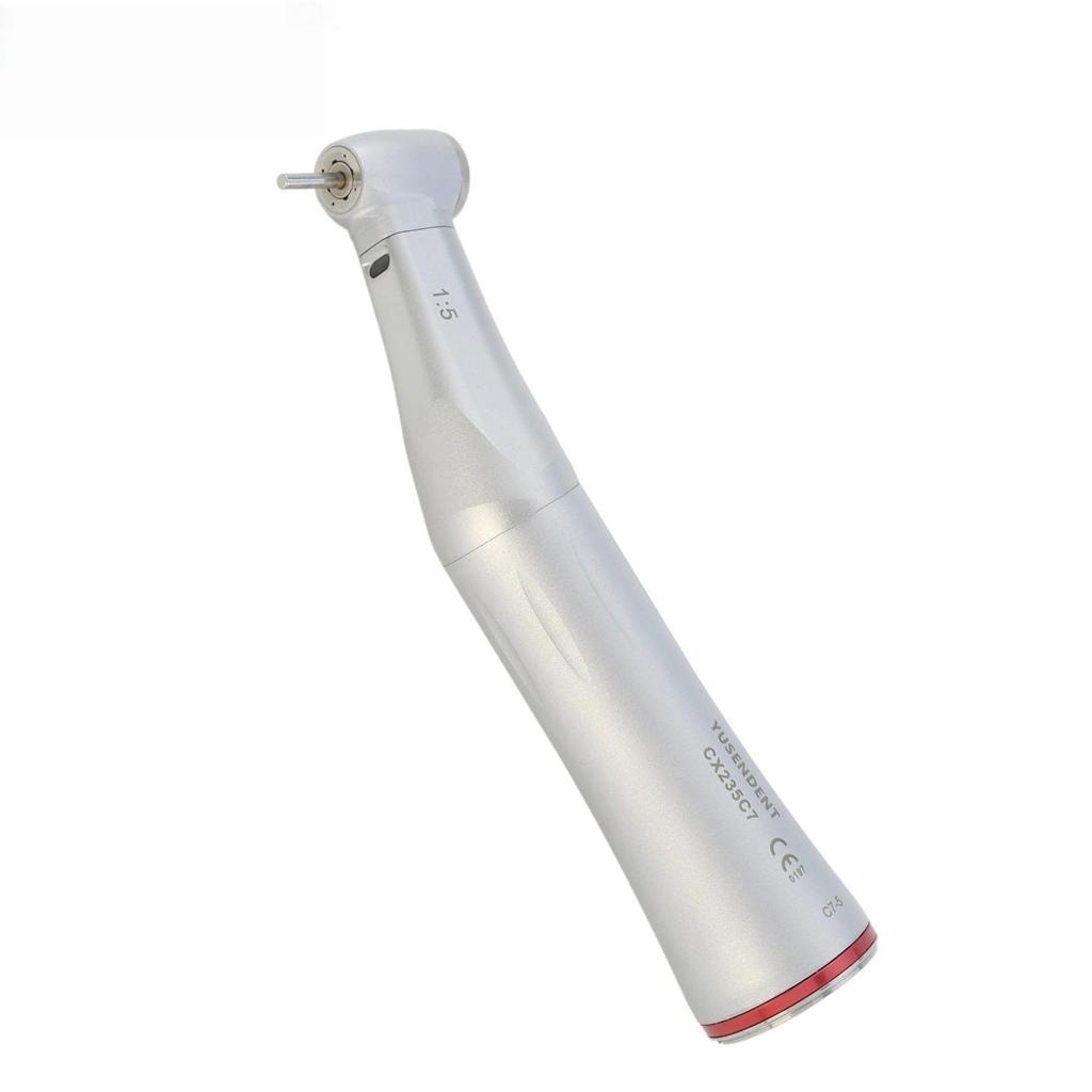 YUSENDENT Dental Handpieces Low Speed 1:5 Speed Increase Ration Contra Angle Handpiece With Fiber Optic LED Light CX235 C7-5