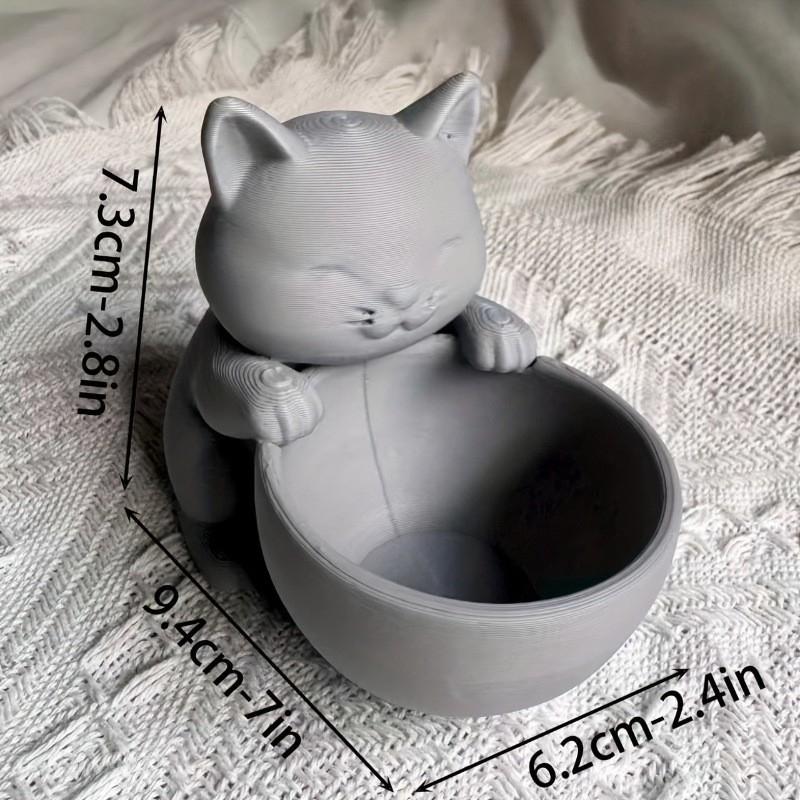 3D Printed Cat-Hug Bowl Pot With Drainage Holes Succulents Small Flowers Plants Cacti Home Offices Desktop Decorative Ornament