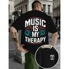 Men'S Music Therapy Graphic Tee - Urban Fashion, Comfortable And Airy, Striking Print, Round Collar, Short Sleeves for Summer, Hip-Hop Style Shirt