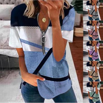 Travel New Women'S Retro Printed Shirt Casual Spring And Summer Breathable Cool Sexy Daily Date Short Sleeved T-Shirt Top