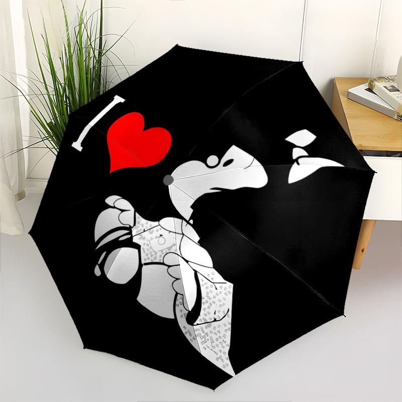 1 PC Automatic Folding Umbrella - Mafalda Pattern Portable Foldable Design With 8 Ribs Christmas Birthday Gifts