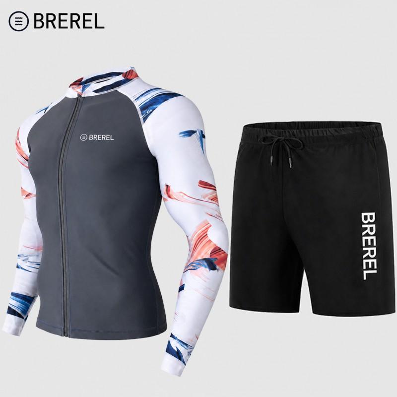 Herren UV-Schutz Rash Guard Set Langarm Schnelltrocknend Badeanzug Surfen Schnorcheln Tauchen Schwimmen