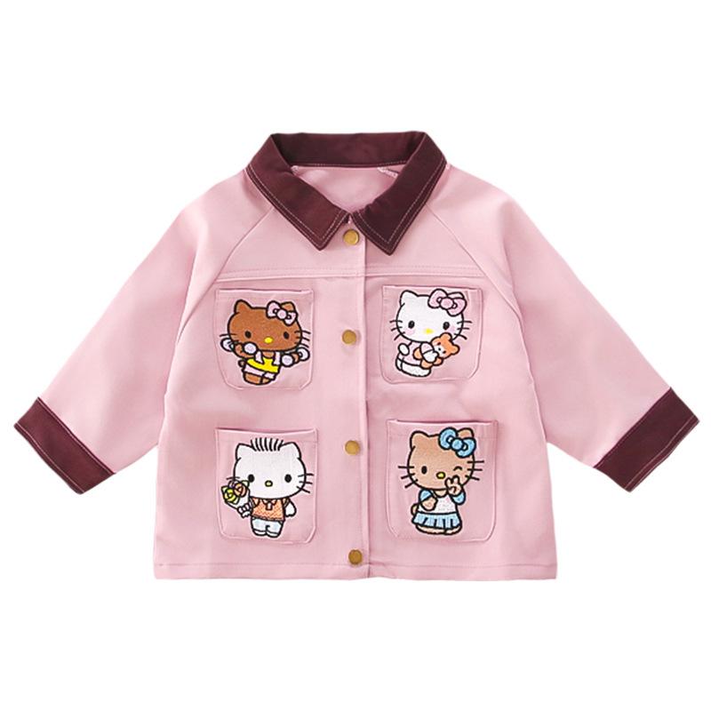 

Girls 2025 Spring & Autumn Cartoon Kitten Coat - Cute, Fashionable Baby & Children s Outerwear 100 cm