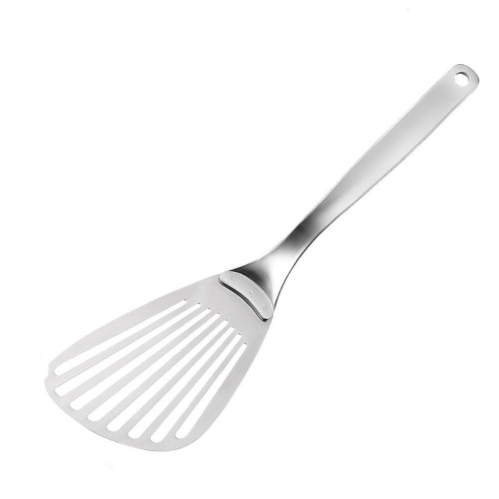 

Многофункциональная лопатка для жарки рыбы из нержавеющей стали с длинной ручкой, прорезная лопатка для жарки, полая скошенная лопатка для стейка, чугунная сковорода