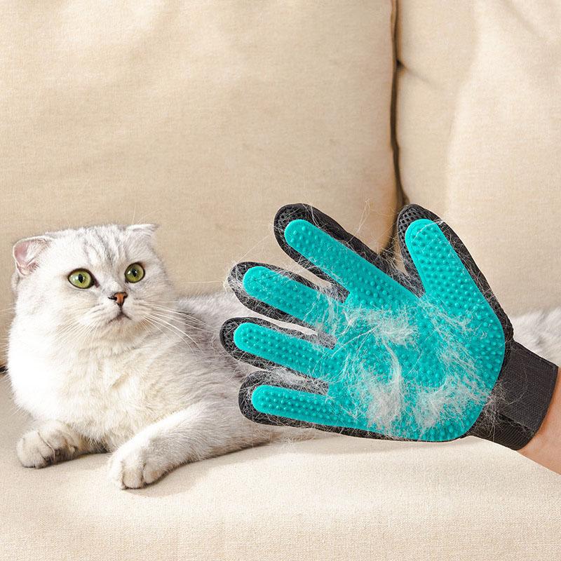 Pet Grooming Glove, Gentle Hair Remover Mitt for Cats & Dogs, Pet Massage Brush for Bathing, Efficient Fur Removal Pet Cleaning