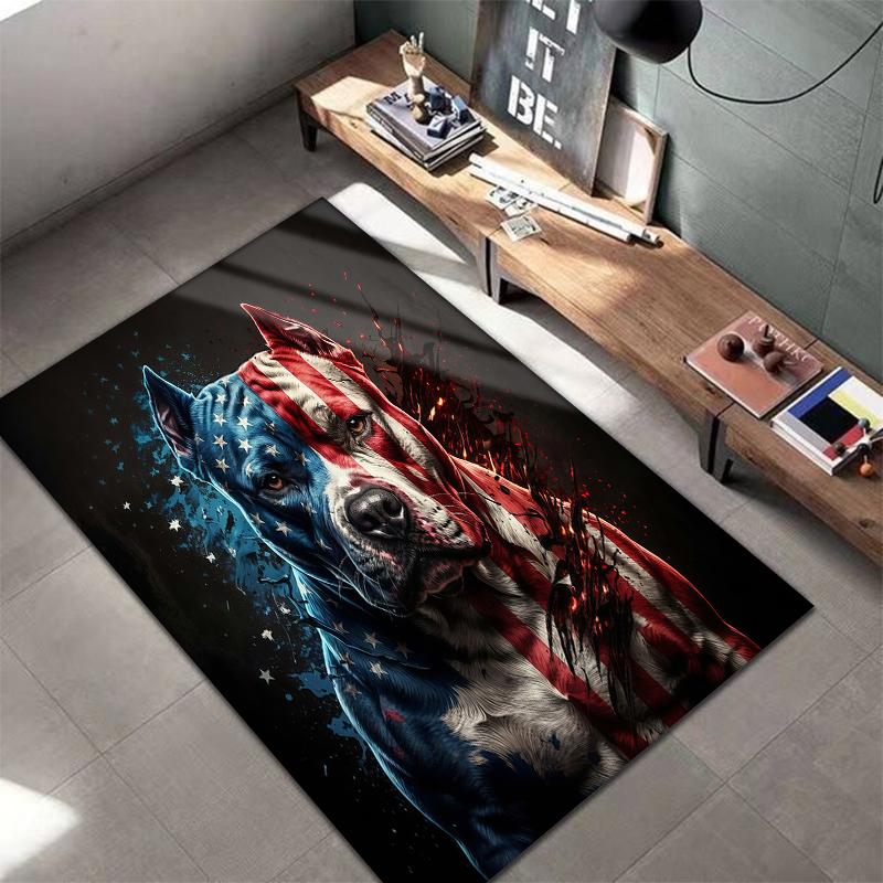 American flag  animals Pattern Square Carpet,Area Rug,Carpet Rug for Living Room Bedroom Sofa Playroom Decor,Non-slip Floor Mat,Holiday Birthday Gifts