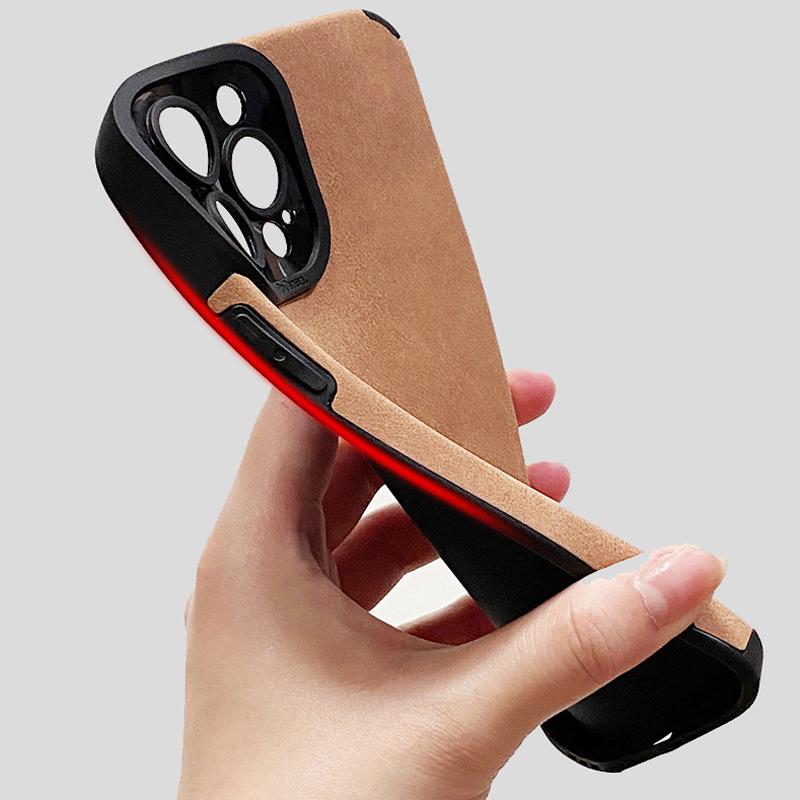 Luxuriöse Plüsch PU Plüschlederhülle Stoßfeste Schale Handy Vollständige Rückseite für iPhone