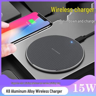 K8 Runde 15W Schnelles Kabelloses Ladegerät für Apple, Samsung und Huawei