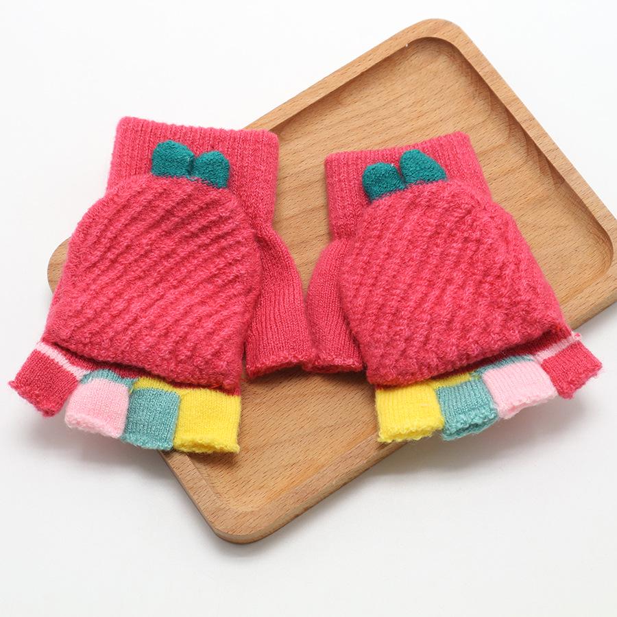Kids' Winter Fingerless Flip-Top Writing Gloves – Warm Half-Finger Gloves for Boys & Girls