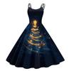Women's Fashion Casual Christmas Print Sexy Off-the-shoulder Punk Retro Dress