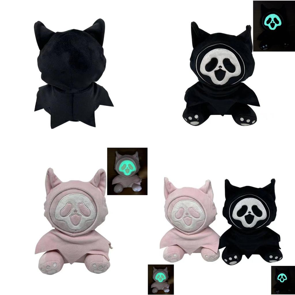Ghostcat Face Qc Hell Death Plush Toy Halloween Night Light Doll