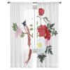 Durchsichtige Fenstervorhänge mit Pfingstrosen und Vögeln für Wohnzimmer, Schlafzimmer, moderne Voile-Tüll-Vorhänge, Stoffvorhänge für die Küche